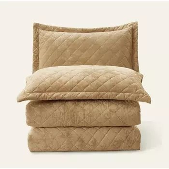 Комплект, сумка Arya Home Valentine, покрывало 250x260 см, наволочка 50x70 см - 2 шт, цвет кремовый