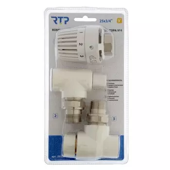 Комплект термостатический для радиатора RTP № 4, d=25 мм 3/4", угловой
