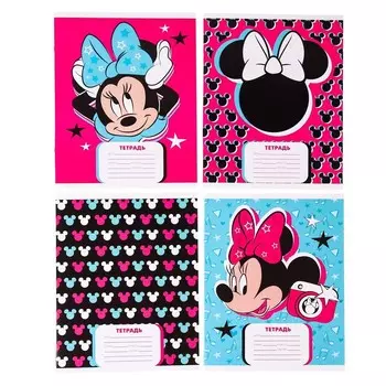 Набор тетрадей 10 штук, 24 листа в линейку, обложка мелованный картон, Минни Маус