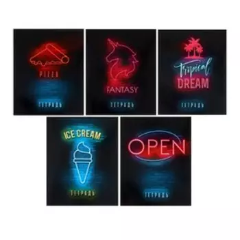 Набор тетрадей, 36 листов в клетку, Calligrata «Неон», 5 штук