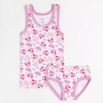 Комплект (трусы/майка) для девочки, цвет розовый, рост 128-134