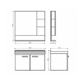 Комплект: тумба Comforty «Рига-80», цвет дуб сонома, раковина Comforty 9335-80