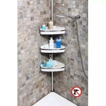 Комплект угловых полок, ABS-пластик, отверстия для слива воды, держатель шампуня