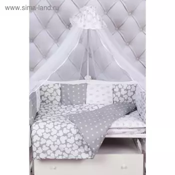 Комплект в кроватку Silver 15 предметов, серый