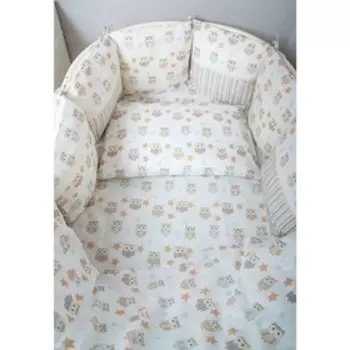 Комплект в кроватку «Совушки», 7 предметов, бежевый