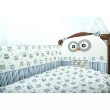 Комплект в кроватку «Совушки», 7 предметов, голубой