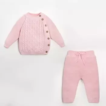 Комплект вязаный Крошка Я Cute, рост 86-92 см, розовый