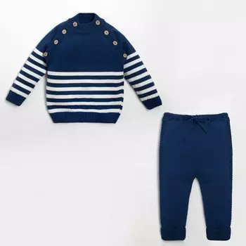 Комплект вязаный Крошка Я Trendy, рост 74-80 см, синий