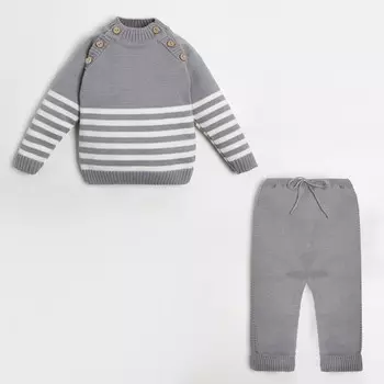 Комплект вязаный Крошка Я Trendy, рост 80-86 см, серый