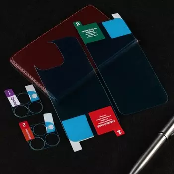 Комплект защитных стекол Krutoff для iPhone 13 Pro, передняя и задняя части + камера