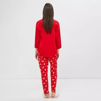 Комплект женский домашний (джемпер/брюки), цвет красный, размер 52