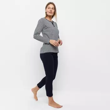 Комплект женский домашний (джемпер/брюки), цвет синий, размер 52