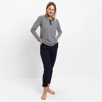 Комплект женский домашний (джемпер/брюки), цвет синий, размер 46