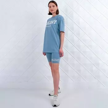 Комплект женский домашний (футболка/бриджи), цвет джинс, размер 46