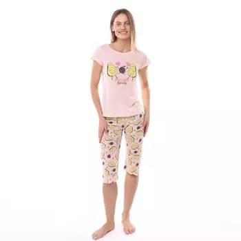 Комплект женский домашний (футболка/бриджи), цвет персиковый, размер 48