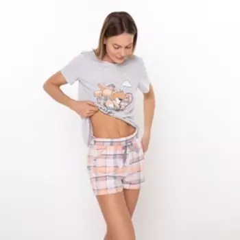 Комплект женский домашний (футболка/шорты), цвет персик, размер 46