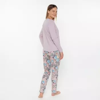 Комплект женский домашний (лонгслив/брюки), цвет розовый, размер 48