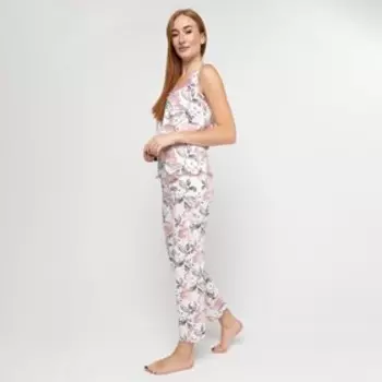 Комплект женский домашний (майка и брюки), цвет молочный, размер 46