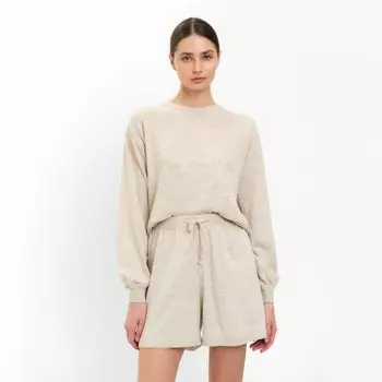 Комплект женский (джемпер, шорты) MINAKU: Casual Collection, бежевый, размер 48