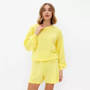 Комплект женский (джемпер, шорты) MINAKU: Casual Collection, цвет лимон, размер 42