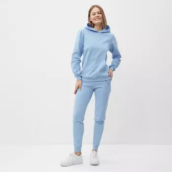 Костюм женский с начёсом (толстовка, брюки), размер 50, голубой