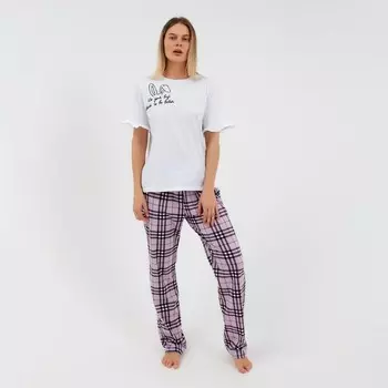 Комплект женский, (футболка, брюки) цвет магнолия, размер 50