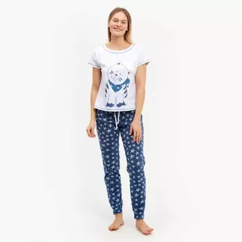 Пижама женская (футболка, брюки) «Матроскин», белый, размер 46
