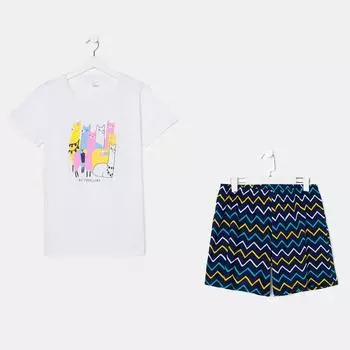 Комплект женский (футболка, шорты), цвет белый, размер 48