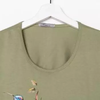 Комплект женский (футболка, шорты), цвет хаки, размер 56