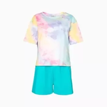 Комплект женский (футболка/шорты), цвет ментоловый, размер 52