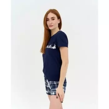 Комплект женский (футболка, шорты), цвет синий, размер 42