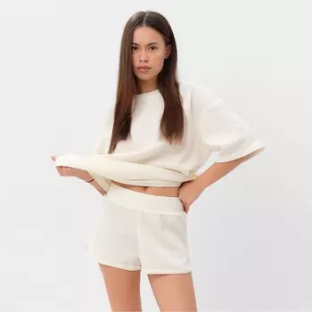 Пижама женская (футболка, шорты) KAFTAN Basic line, размер 46, молочная