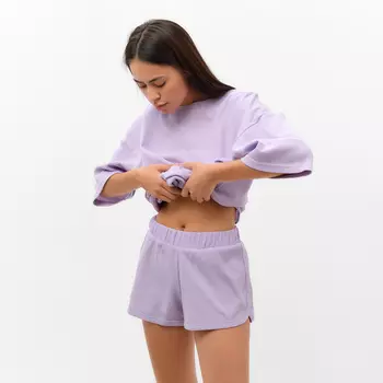 Пижама женская (футболка, шорты) KAFTAN Basic line, размер 42, сиреневая