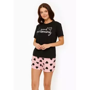 Комплект женский: футболка, шорты Monsi, размер M, цвет чёрный