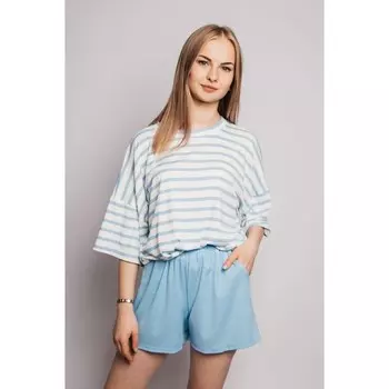 Комплект женский: футболка, шорты, размер 46, цвет белый