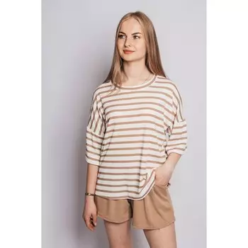 Комплект женский: футболка, шорты, размер 50, цвет белый