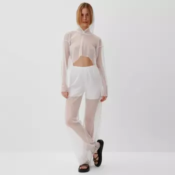 Костюм женский (лонгслив с капюшоном, брюки) MINAKU: Casual Collection, размер 44, белый