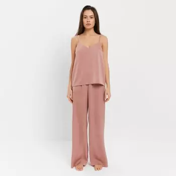 Пижама женская (майка, брюки) KAFTAN Silk, размер 44, пудровая