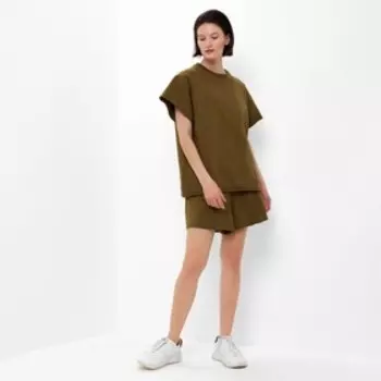 Комплект женский (майка, шорты) MINAKU: Casual Collection, хаки, размер 42