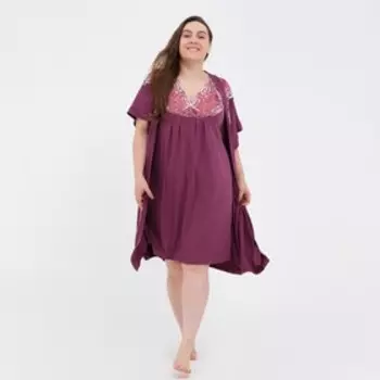 Комплект женский (ночная сорочка, халат М426, цвет бордо, р-р 48