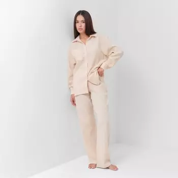 Пижама женская (рубашка, брюки) KAFTAN Basic, размер 40-42, молочная