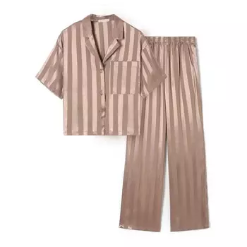 Пижама женская (рубашка, брюки) KAFTAN Silk «Полоса», размер 40-42, пудровая