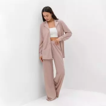 Костюм женский (рубашка, брюки, топ) KAFTAN Base, размер 48, пудровый
