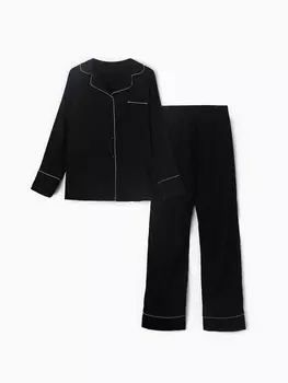 Пижама женская (рубашка, брюки) KAFTAN Leo black collection, размер 44-46, чёрная