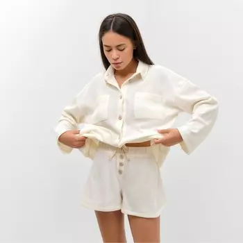 Пижама женская (рубашка, шорты) KAFTAN Basic line, размер 50, молочная