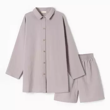 Пижама женская (рубашка, шорты) KAFTAN, размер 40-42, серая