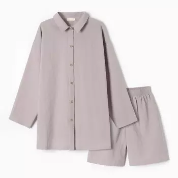Пижама женская (рубашка, шорты) KAFTAN, размер 44-46, серая