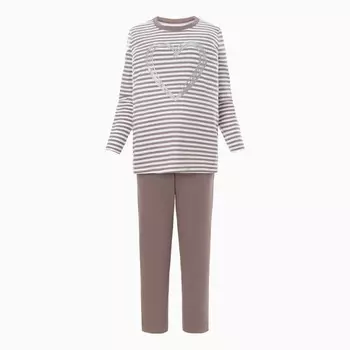 Комплект женский «Сердце» (лонгслив, брюки), цвет светло-серый, размер 56