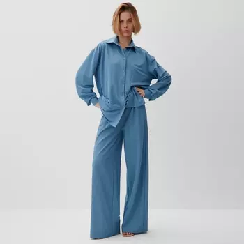 Костюм женский (рубашка, брюки) MINAKU: Home Collection, размер 54, голубой