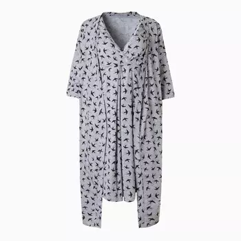 Комплект женский (сорочка/халат) для беременных, цвет серый, размер 50